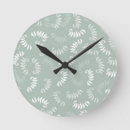 Aquamarine grüne botanische Blätter Runde Wanduhr
