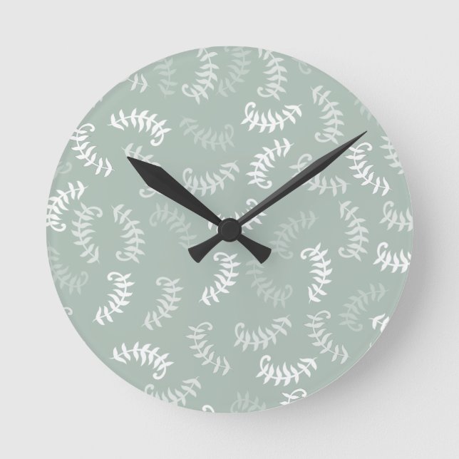 Aquamarine grüne botanische Blätter Runde Wanduhr (Vorderseite)