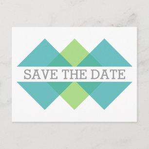 Aquamarine grüne geometrische Triade Save the Date Ankündigungspostkarte