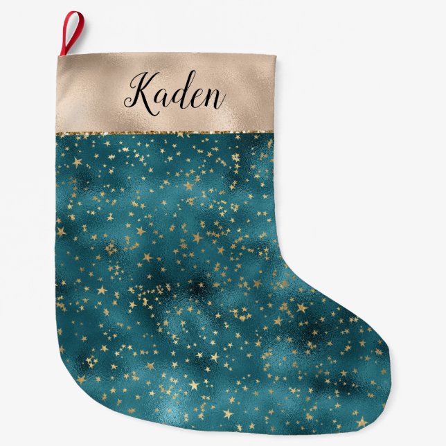 Aquamarine Grüne Goldsteine Großer Weihnachtsstrumpf (Vorderseite)