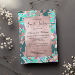 Aquamarine grüne Korallen Rose Goldblüte Süße 16 Einladung<br><div class="desc">Eine moderne Aquarell handbemalt lebende Koralle, aquamarin, grün und Imitat Rose Gold Blüte Sweet 16 Einladungen ist perfekt für jede klassische und raffinierte Zeremonie. Dieses exquisite, moderne, abstrakte und elegante Blume mit einem beeindruckenden Design ist perfekt für das trendige und stilvolle Mädchen. Passen Sie dieses Design mit Ihren eigenen Nachrichten...</div>