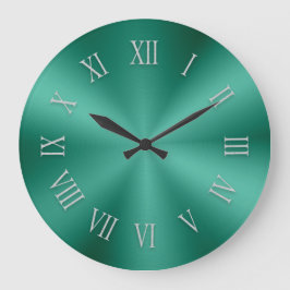Aquamarine grüne Metalluhr mit römischen Zahlen Große Wanduhr