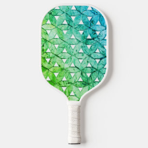 Aquamarine grüne Mosaik-Blume fürchtete Geometrie Pickleball Schläger