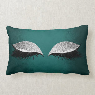 Aquamarine grüne Silver Glitzer Schwarze Glam Make Lendenkissen