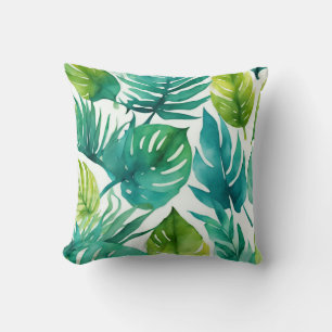 Aquamarine grüne tropische Blätter Palm Fronds Lea Kissen