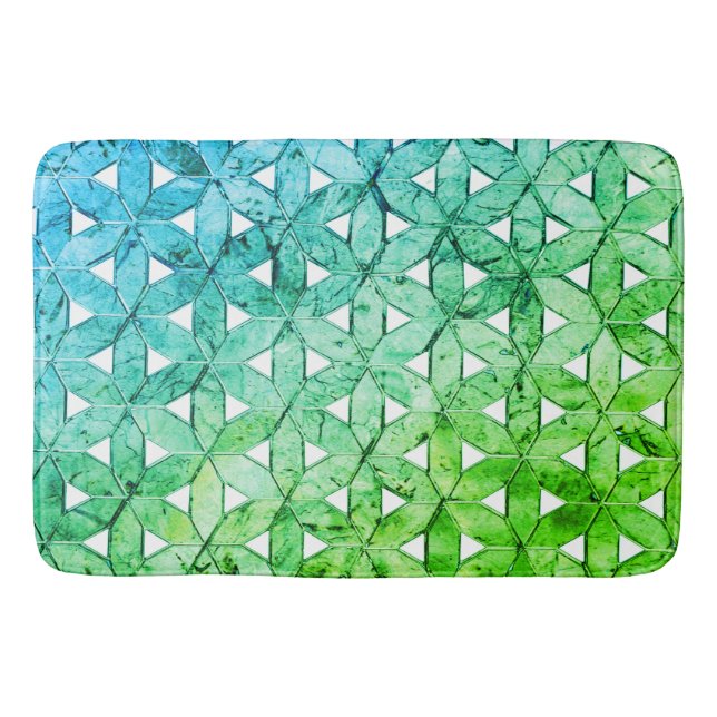 Aquamarine grünes Mosaik | Blume des Lebens Badematte (Vorderseite)