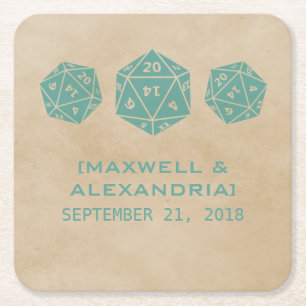 Aquamarine Grunge D20 Würfel Gamer Paper-Untersetz Rechteckiger Pappuntersetzer