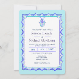 Aquamarine Hamsa geometrische Hochzeitseinladung Einladung