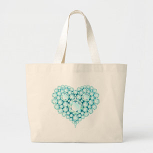 Aquamarine Heart Gems Jumbo Stoffbeutel