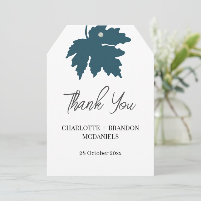 Aquamarine Herbstmapelleaf Hochzeit Vielen Dank Dankeskarte (Stehend Vorderseite)