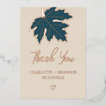 Aquamarine Herbstmaple Leaf Hochzeit Danke Foil In
