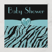 Aquamarine Herz-u. Zebra-Glitzer-Baby-Druckdusche