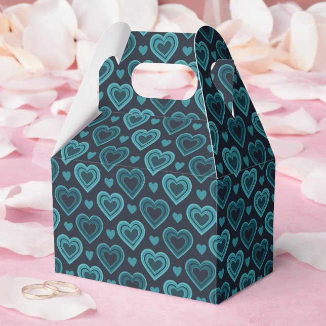 Aquamarine Herzen Geschenkschachtel (Hochzeit)