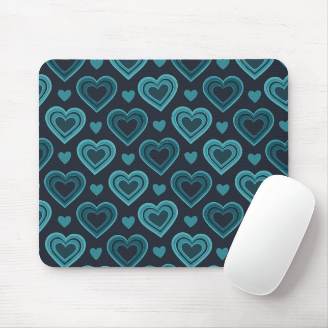 Aquamarine Herzen Mousepad (Mit Mouse)