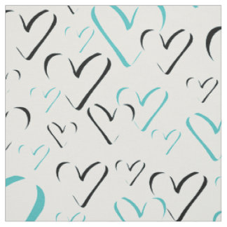 Aquamarine Herzkalligraphie Minimalistische Herzfo Stoff