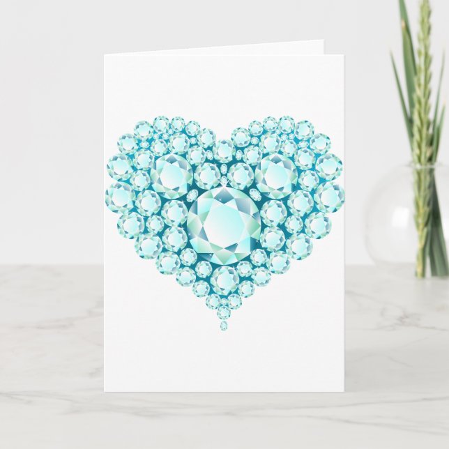 Aquamarine Herzmuschel Feiertagskarte (Vorderseite)