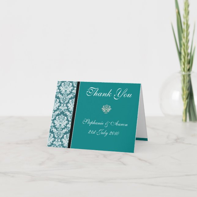 Aquamarine Hochzeit Dankeschön Dankeskarte (Vorderseite)