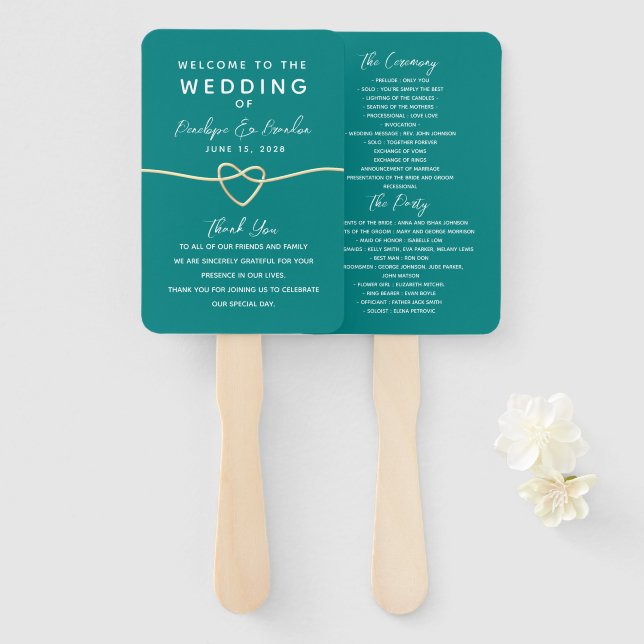 Aquamarine Hochzeit Fächer (Vorne und Hinten)