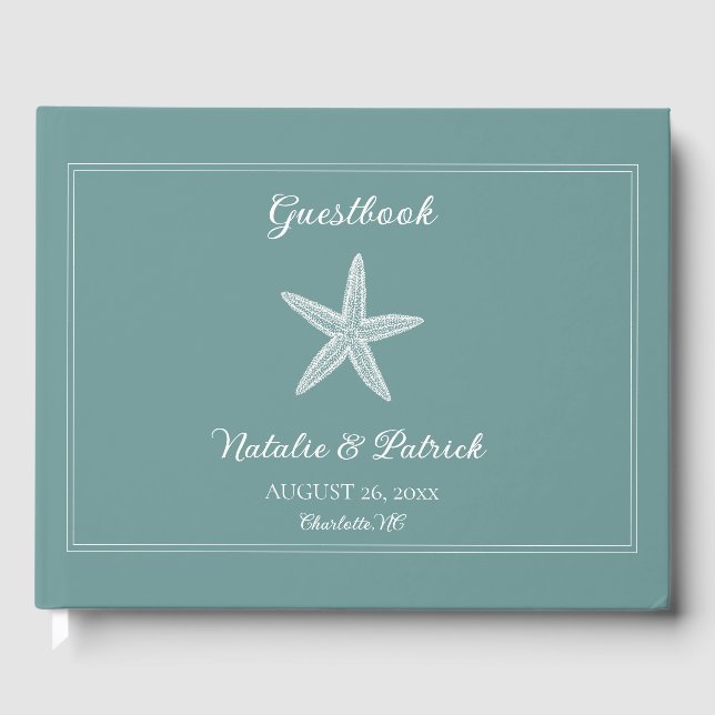 Aquamarine Hochzeit Gästebuch (Vorderseite)