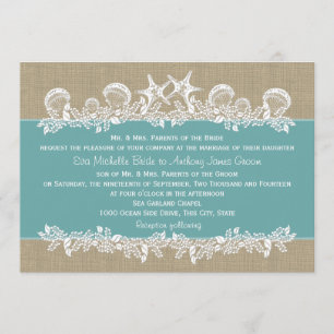Aquamarine Hochzeit in Sea Garland Einladung