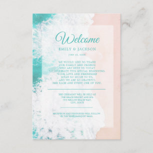 Aquamarine Hochzeit in Urlaubsort des weißen Stran Begleitkarte