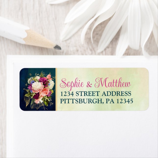 Aquamarine Hochzeit, Navy, Green, Gold Bold Floral (Insitu)