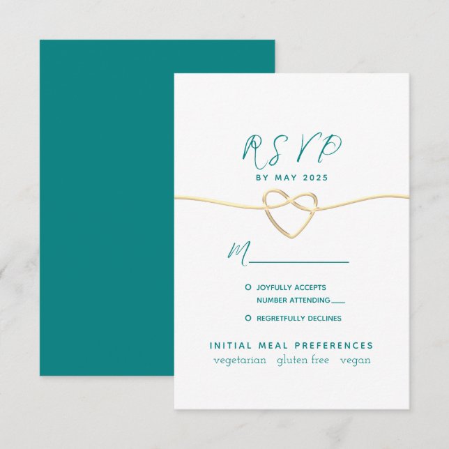 Aquamarine Hochzeit RSVP Karte (Vorne/Hinten)