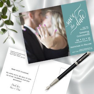 Aquamarine Hochzeit Speichern Sie das Date Foto &  Ankündigungspostkarte