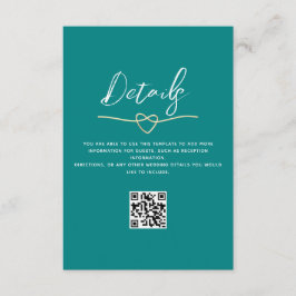 Aquamarine Hochzeitdetails QR-Code Begleitkarte