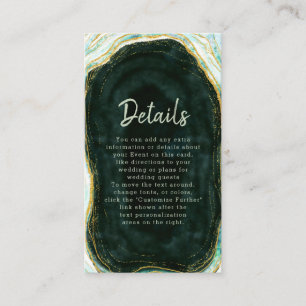 Aquamarine Hochzeitsdetails von Green & Gold Agate Begleitkarte