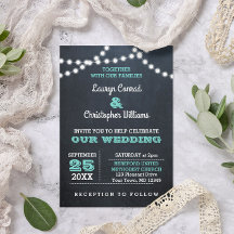 Aquamarine Hochzeitseinladung in der Tafel