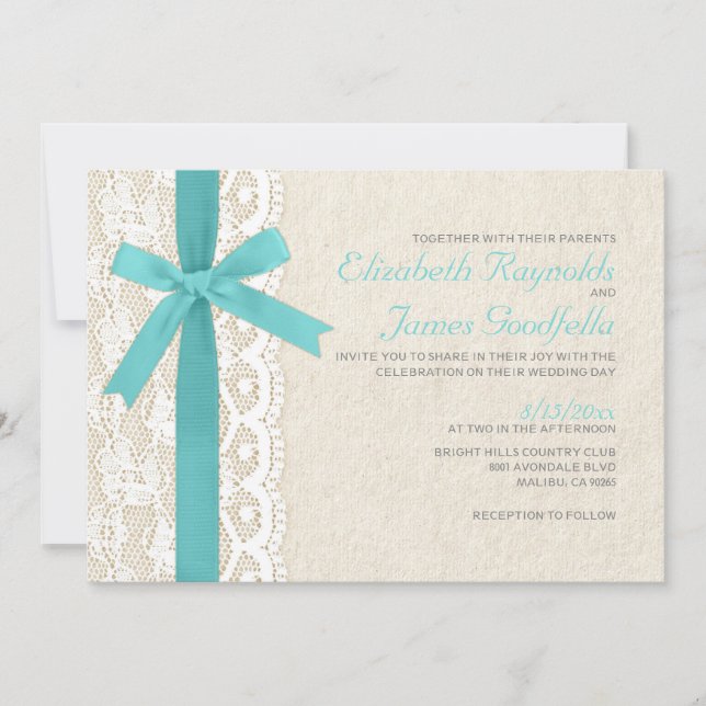 Aquamarine Hochzeitseinladungen Einladung (Vorderseite)