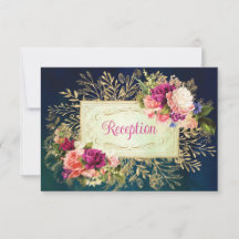 Aquamarine Hochzeitsfeier, Navy, Gold Bold Florals