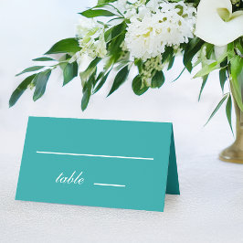 Aquamarine Hochzeitsimulation mit blauer Schriftze Platzkarte