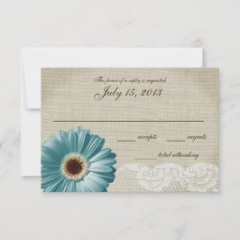 Aquamarine Hochzeitskarte RSVP Karte