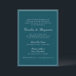 Aquamarine Hochzeitswebsite für klassische Grenzsk Einladung<br><div class="desc">Formale klassische klassische,  klassische Skriptsprache Elegante Einladung zur Hochzeit mit schmalen Grenzen und Online-UAWG in Aquamariner mit weißem Text</div>