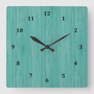 Aquamarine-hölzerner Korn-Bambusblick Quadratische Wanduhr