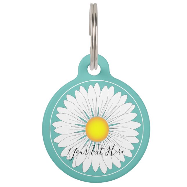 Aquamarine Hübsche Kleine Daisy Round Haustiermarke (Vorderseite)