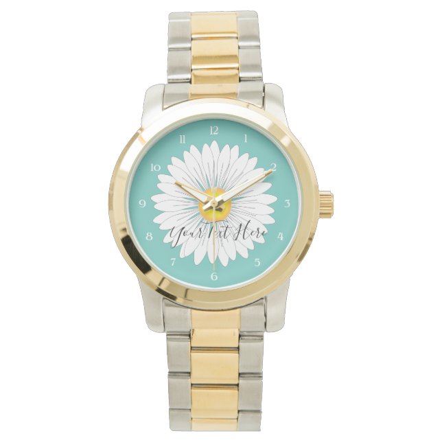 Aquamarine Hübsche kleine Daisy Unisex Oversized Z Armbanduhr (Vorderseite)