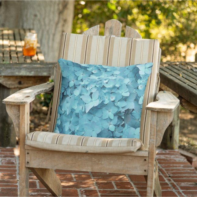 Aquamarine Hydrangea-Blume-Decorator-Kissen Kissen (Stuhl )