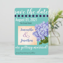 Aquamarine Hydrangea Save the Date Hochzeitskarte