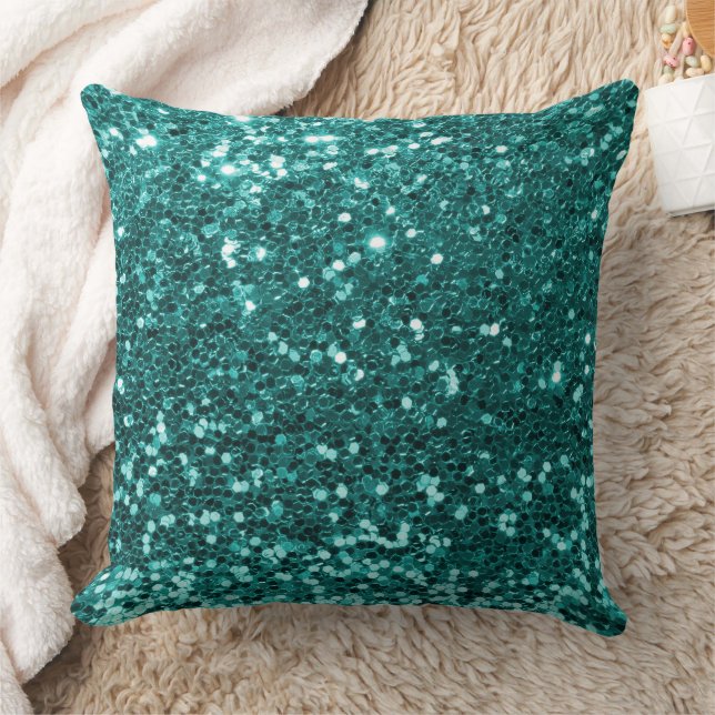 Aquamarine Imitate Sequin Glitzer Throw Kissen (Decke)