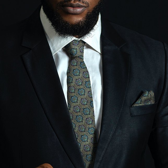 Aquamarine italienische Seide Primrose Vintag Flor Krawatte (Von Creator hochgeladen)