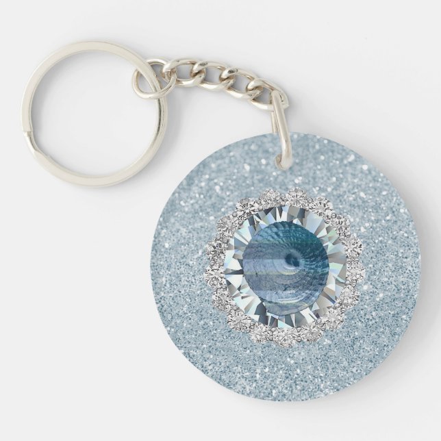 Aquamarine Jewel Seashell Schlüsselanhänger (Vorderseite)