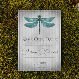 Aquamarine Jewelen-Libelle Save the Date Ankündigung