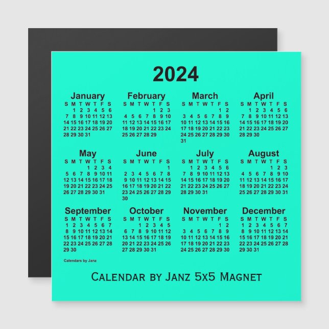 Aquamarine-Kalender 2024 von Janz 5x5 Magnet (Vorne/Hinten)