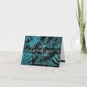 Aquamarine Kalligraphie-Schrift für tropische Palm Dankeskarte