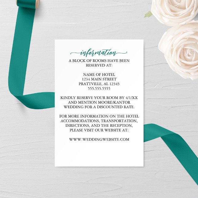 Aquamarine kalligraphische Hochzeitskarte Begleitkarte (Von Creator hochgeladen)