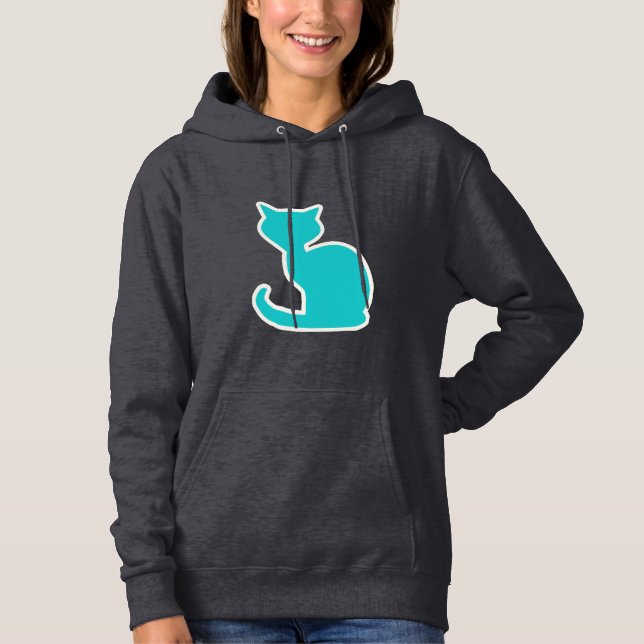 Aquamarine Katze Hoodie (Vorderseite)