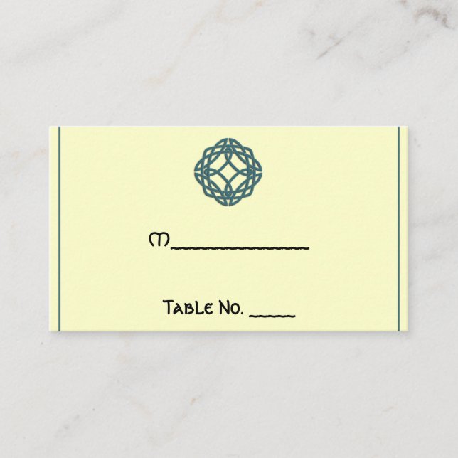 Aquamarine keltische Ewigkeit Knot Wedding Platzka Platzkarte (Vorderseite)